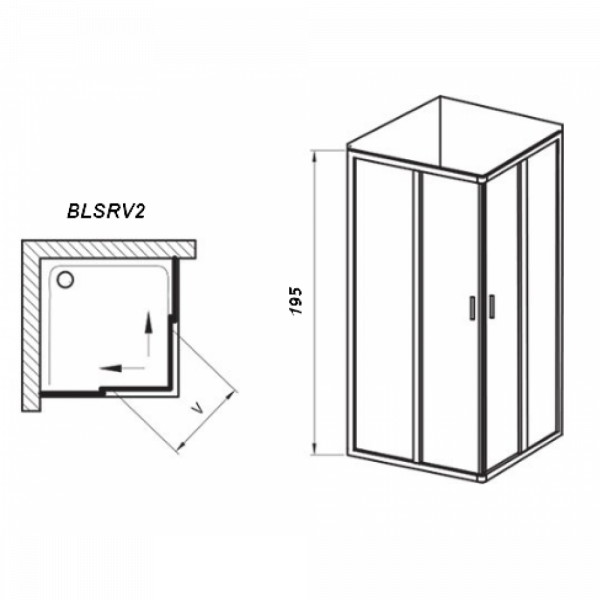Душова кабіна Ravak BLSRV2-90 Полірований алюміній TRANSPARENT (X1LM70C00Z1)