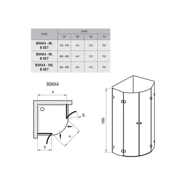 Душова кабіна Ravak BSKK4 - 90 Хром TRANSPARENT (3U277A00Y1)