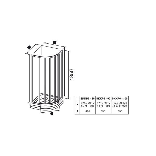 Душова кабіна Ravak SKKP6-80 Білий TRANSPARENT (32040100Z1)