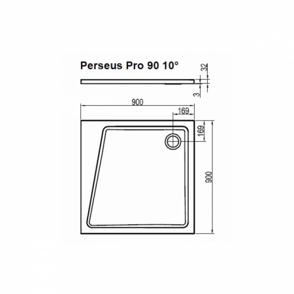 Душевий піддон Ravak PERSEUS PRO-90 10° Білий