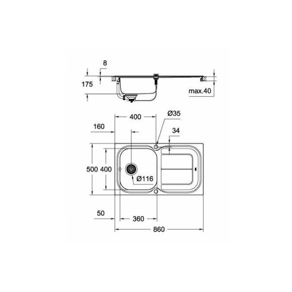 Кухонна мийка Grohe EX Sink 31563SD0 K300