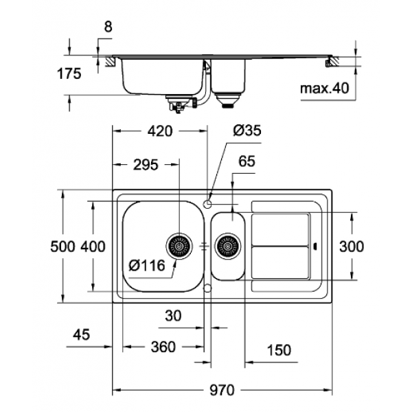 Кухонна мийка Grohe EX Sink 31564SD0 K300