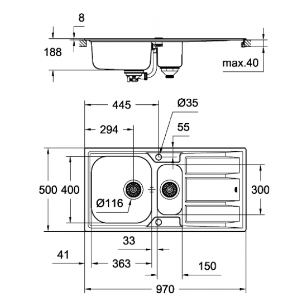 Кухонна мийка Grohe EX Sink 31567SD0 K400