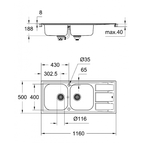 Кухонна мийка Grohe EX Sink 31587SD0 K400