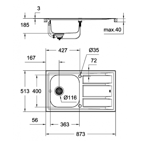 Кухонна мийка Grohe EX Sink 31568SD0 K400+