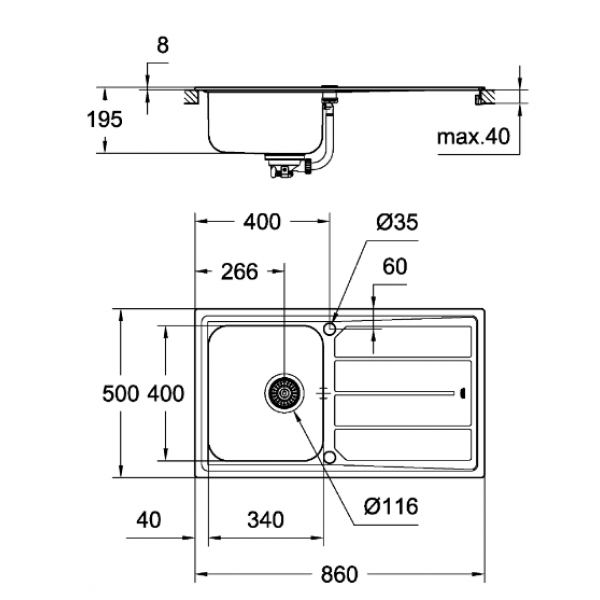 Кухонна мийка Grohe EX Sink 31571SD0 K500