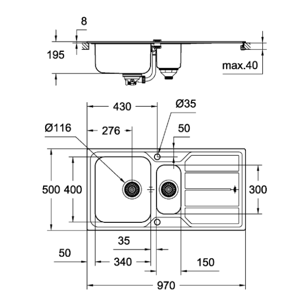 Кухонна мийка Grohe EX Sink 31572SD0 K500