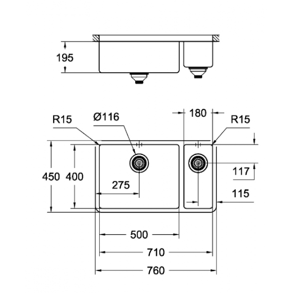 Кухонна мийка Grohe EX Sink 31575SD0 K700U