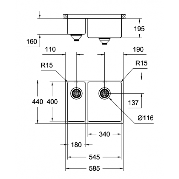 Кухонна мийка Grohe EX Sink 31576SD0 K700U