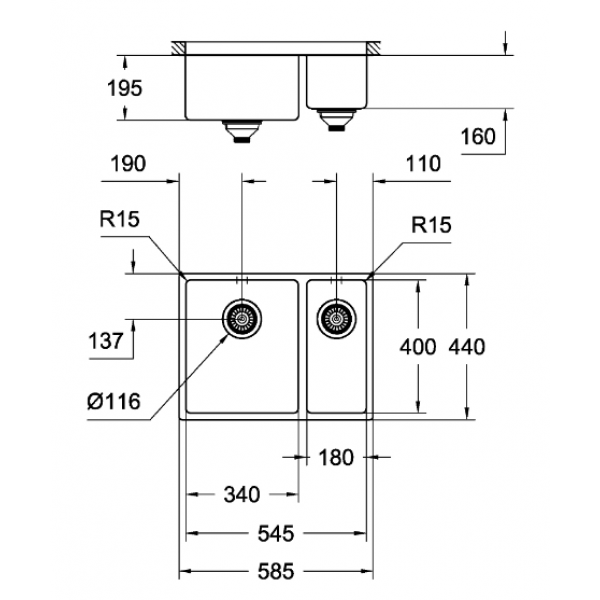 Кухонна мийка Grohe EX Sink 31577SD0 K700U