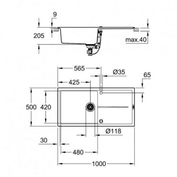 Кухонна мийка Grohe EX Sink 31641AP0 K400