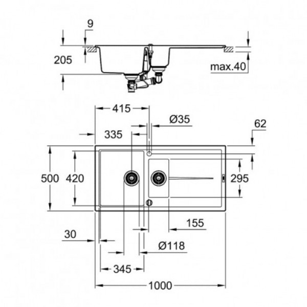 Кухонна мийка Grohe EX Sink 31642AT0 K400