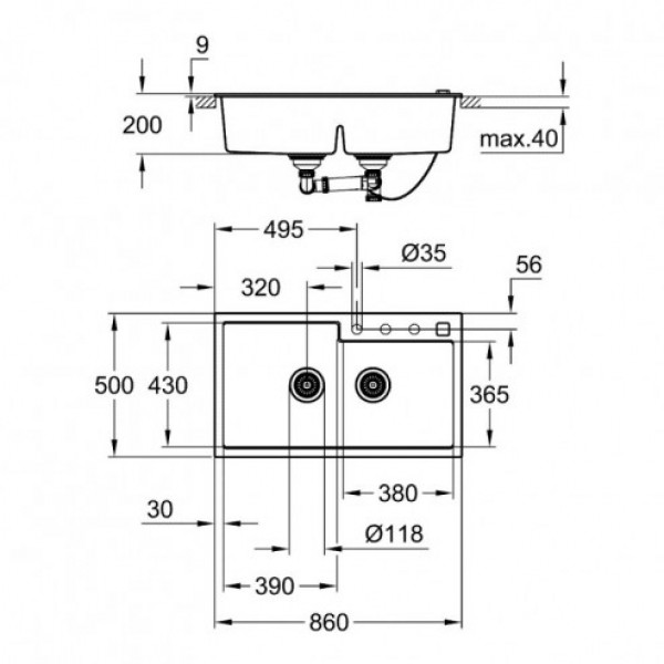 Кухонна мийка Grohe EX Sink 31649AT0 K500