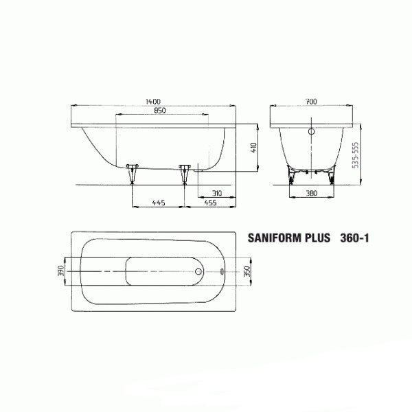 Ванна Kaldewei Saniform Plus 140х70 mod 360-1