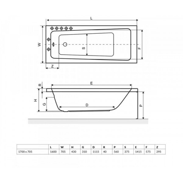 Ванна Excellent 1700х700 AVA (WAEX.AVA17WH)