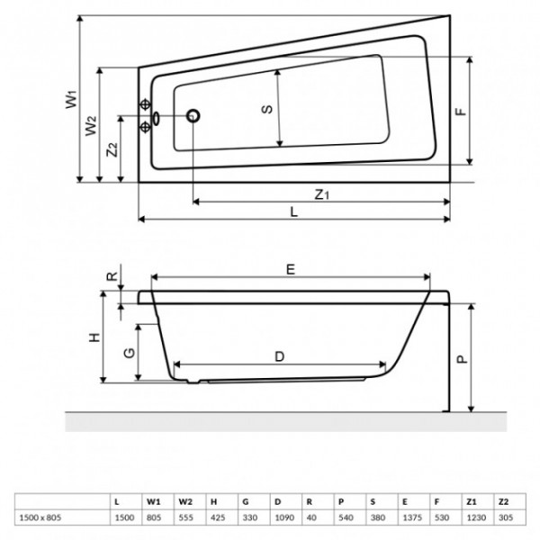 Ванна Excellent 1500x800 AVA Comfort (WAEX.AVP15WH)