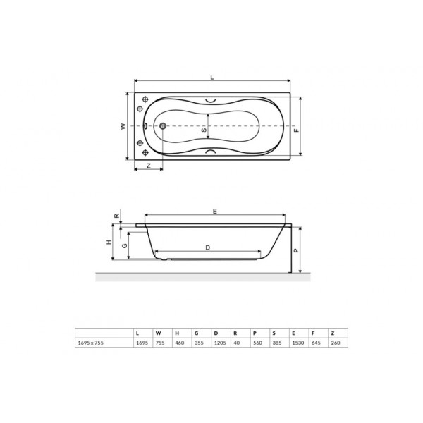 Ванна Excellent 1700x750 Clesis Lux (WAEX.CLL17WH)