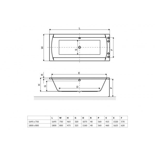 Ванна Excellent 1800x800 Crown ІІ (WAEX.CRO18WH)