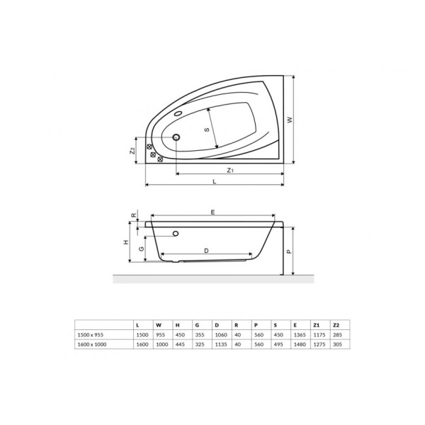 Ванна Excellent 1600х1000 Aquaria Comfort (WAEX.AQL16WH)