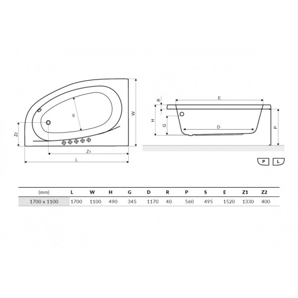 Ванна Excellent 1700х1100 Kameleon (WAEX.KMP17WH)