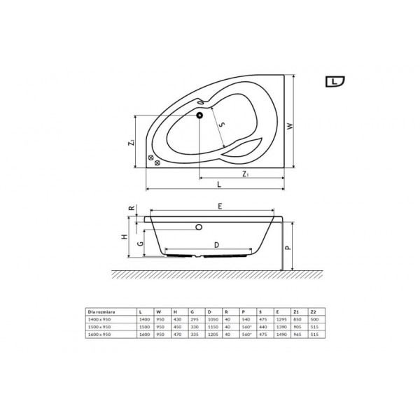 Ванна Excellent 1400х950 NEWA Plus (WAEX.NEP14WH)