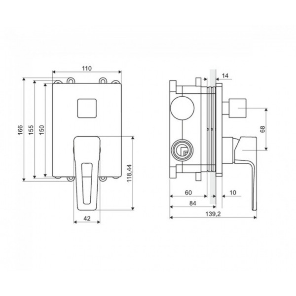 Змішувач для душу Excellent Square (ARAC.1545CR)