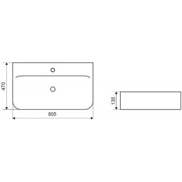 Раковина для ванної Excellent 80 x 47 x 13,5 Orido 80 (CEAC.3919.805.WH)
