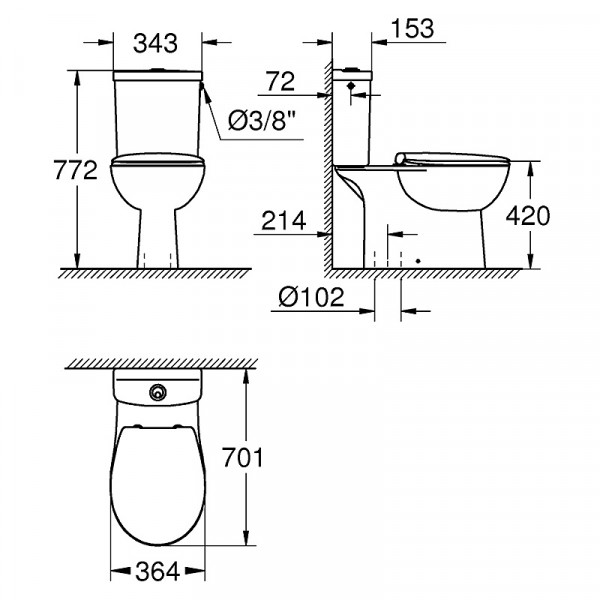 Унітаз Grohe Bau Ceramic 39346000