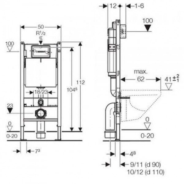 Інсталяція Geberit Duofix 458.126.00.1+ Jaquar Aria ARS-WHT-39955 + Кнопка для змиву GEBERIT Sigma115.770.11.5