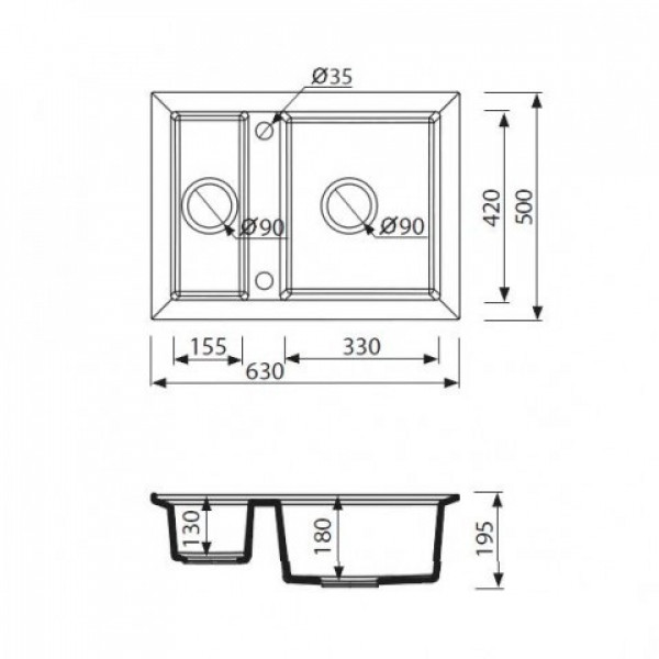 Кухонна мийка Marmorin CIRE 375503