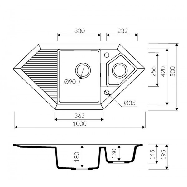 Кухонна мийка Marmorin CIRE trapez 375613