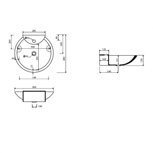 Раковина для ванної Marmorin Disa 500 P_U_022_01_0500