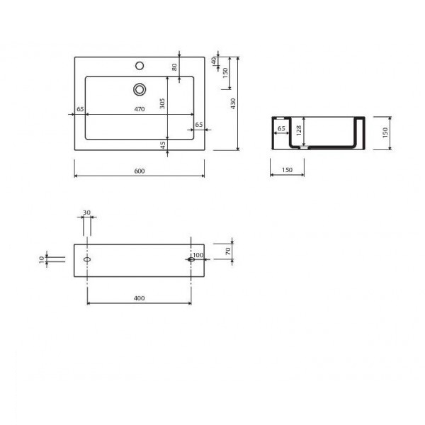 Раковина для ванної Marmorin Ceto 600 P_U_015_01_0600