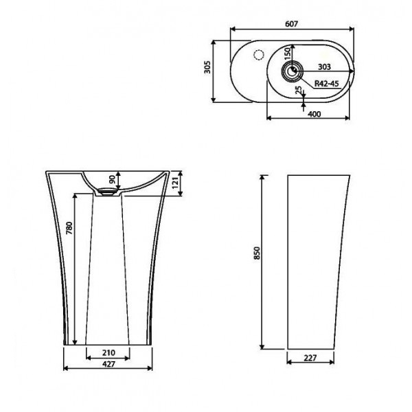 Раковина для ванної Marmorin Wega 600 P 515 060 720 010 P 515 060 920 010