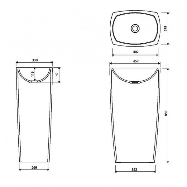Раковина для ванної Marmorin Isar P 598 040 020 010