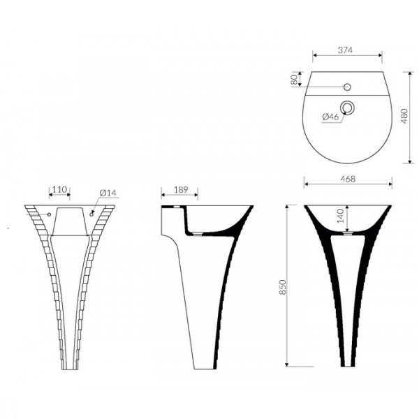 Раковина для ванної Marmorin Cascada P 724 047 020 010