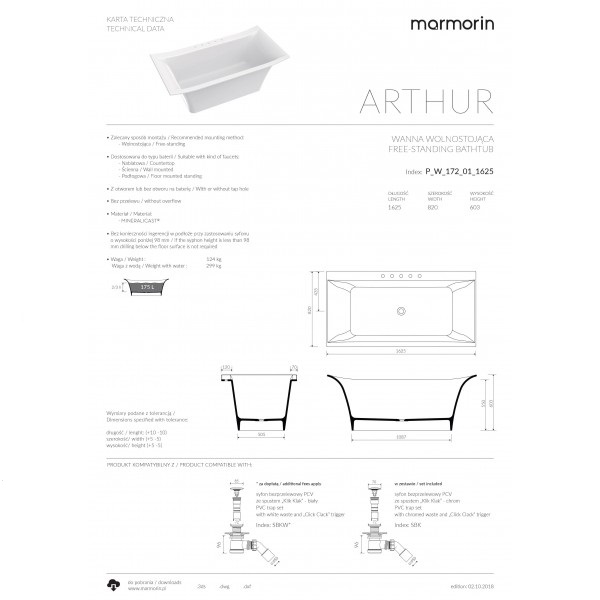 Ванна Marmorin ARTHUR P_W_172_01_1625