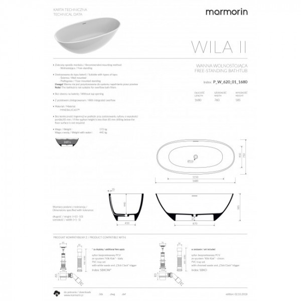Ванна Marmorin WILA P_W_620_01_1680