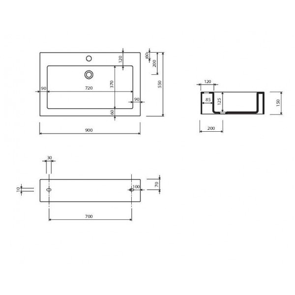 Раковина для ванної Marmorin Ceto 900 P_U_015_03_0900