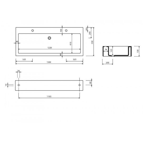 Раковина для ванної Marmorin Ceto 1300 Duet P_U_015_04_1300