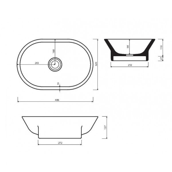 Раковина для ванної Marmorin Liva 500 P_U_055_01_0486