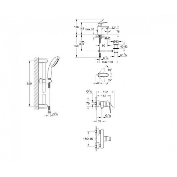 Душовий набір Grohe Eurosmart Cosmopolitan 126114S