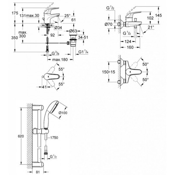 Душовий набір Grohe Euroeco 123226S