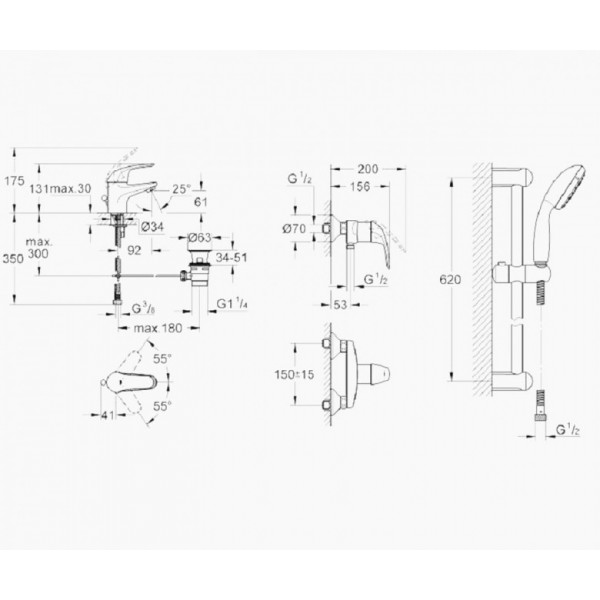 Душовий набір Grohe Euroeco 123232S