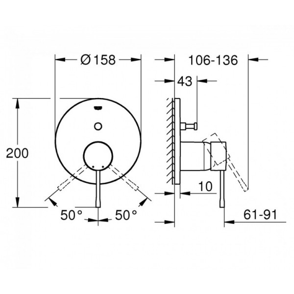 Змішувач для душу Grohe Essence 24058001 прихованого монтажу на два споживачі