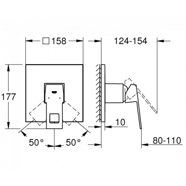 Змішувач для душу Grohe Eurocube 24062000 прихованого монтажу на два споживачі