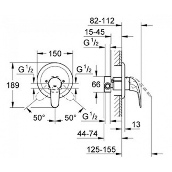 Змішувач для душу Grohe Euroeco 32742000 прихований монтаж