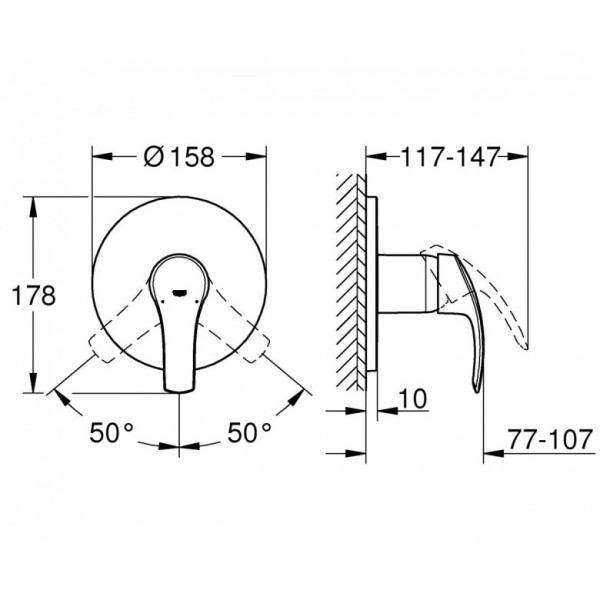 Змішувач для душу Grohe Eurosmart 24042002 прихованого монтажу.