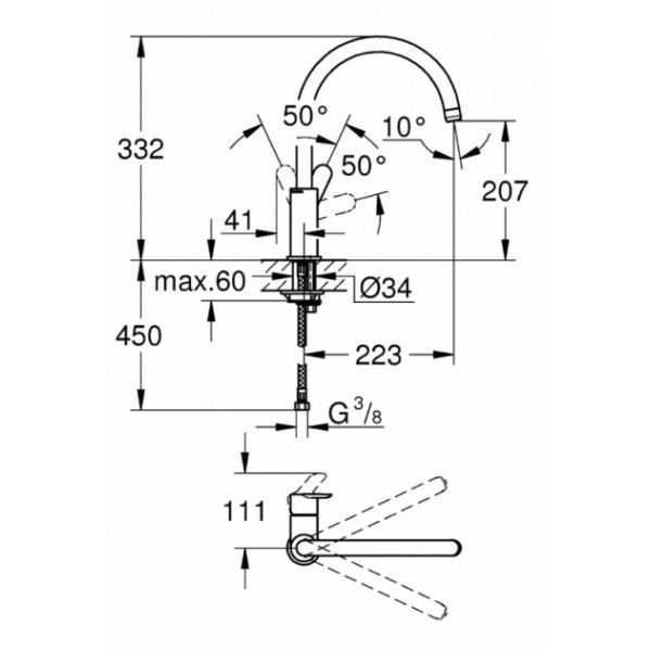 Змішувач для кухні Grohe BauEdge 31367000