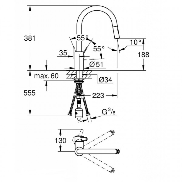 Змішувач для кухні Grohe Eurosmart Cosmopolitan 31481001
